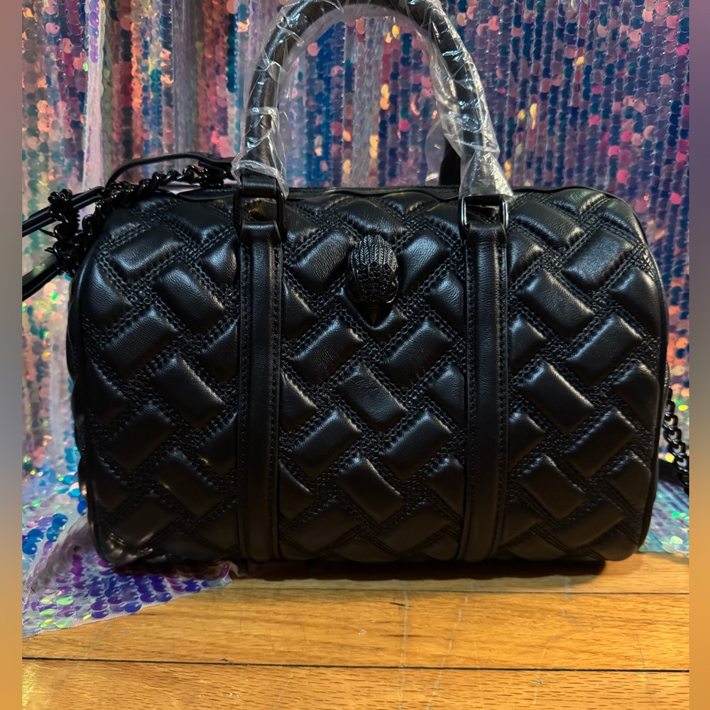 Kurt Geiger Kensington Drench Black Quilted Boston Bag NWT